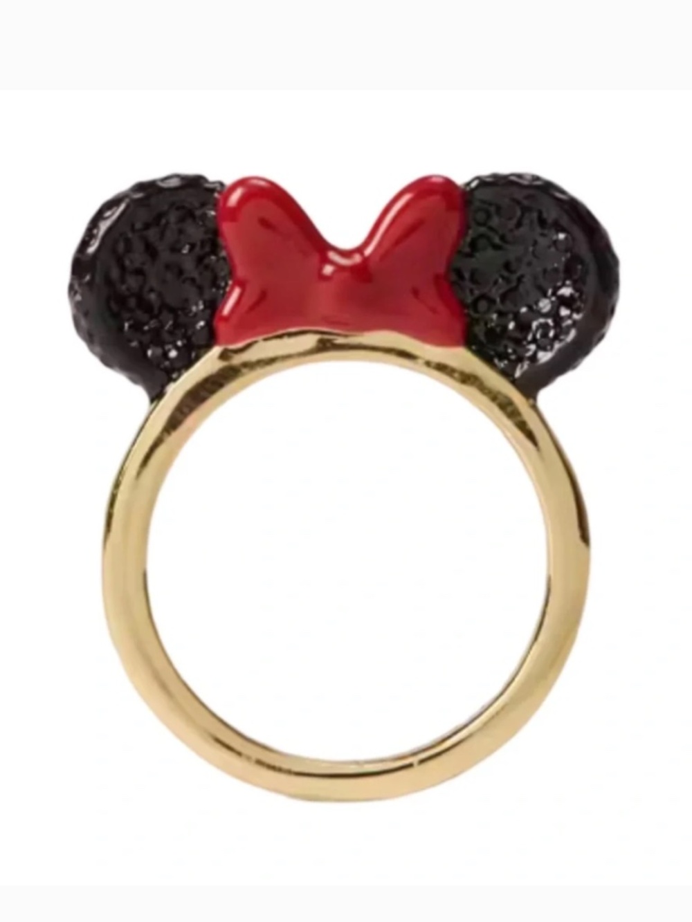 Disney x Kate Spade Minnie Mouse Ring NWT Size 7 Gold Tone Bow Ears